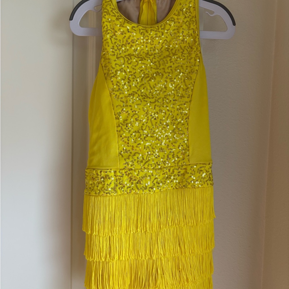 Weissman Yellow Sequin Fringe Dance Costume